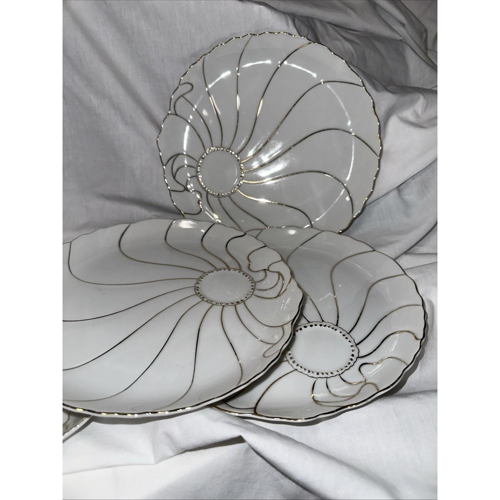 Giftcraft NORITAKE Snack Plate  SET OF 4 White Gold‎ Tone Shell Design